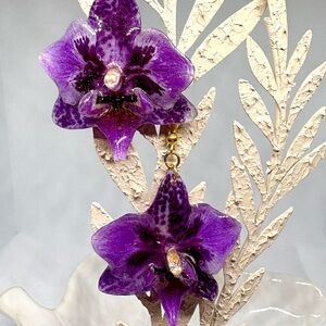 Vibrant Purple Orchid Earrings